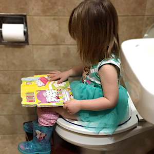 Toilet Learning - Girl Sitting in Bathroom