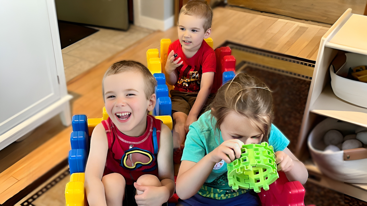 Child Care Daily Schedule - Children Playing in a Pretend Car