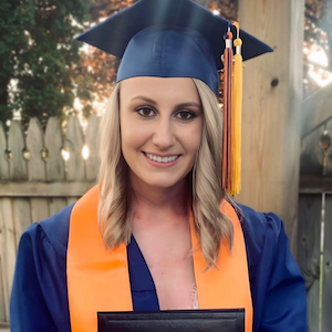 Child Care Testimonials - a young woman in graduation garb
