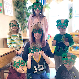 Family Child Care Provider - Amy with Children in St. Patrick's Day Masks