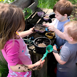 Parent Partnership - Children playing in Mud Kitchen